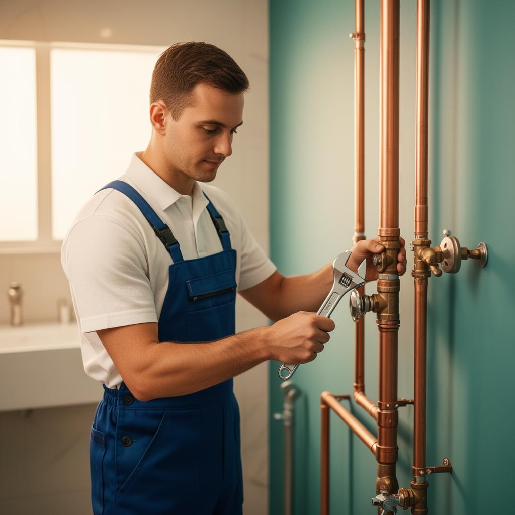 Tehnician Tevix lucrând la instalații sanitare